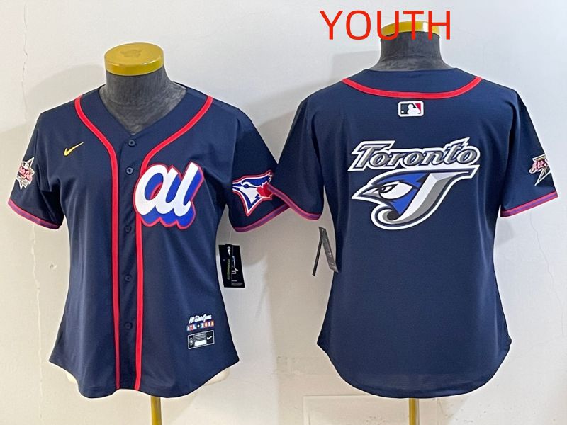 Youth 2025 Toronto Blue Jays Blank Drak Blue All star Nike MLB Jersey style 04